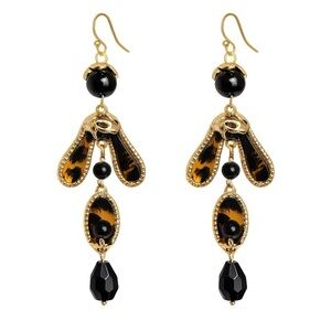 ⚜️ Elegant Gold and Black Dangle Earrings